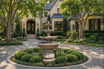 XL Scroll Leaf Concrete Water Fountain